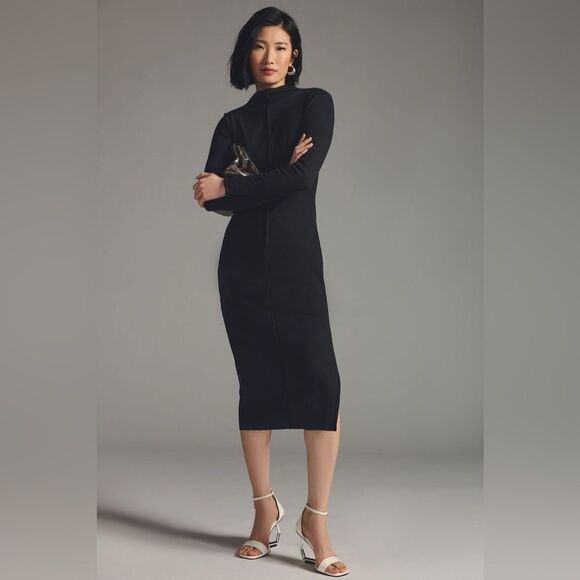 NWT Anthropologie T.La Side-Slit Knit Bodycon Mock Dress - Picture 1 of 4